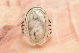 Genuine White Buffalo Turquoise Native American Ring